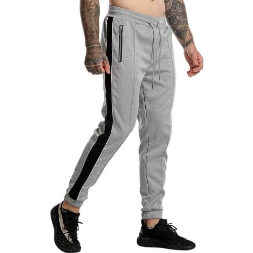 Stretch leisure mens trousers with feet pants sports fitness running pants long new mens casual pants