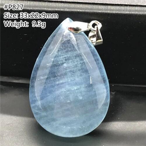 Top Natural Ocean Blue Aquamarine Necklace Pendant For Woman Man 30x15x9mm Beads Gemstone Clear Horse Eye Silver Jewelry AAAAA