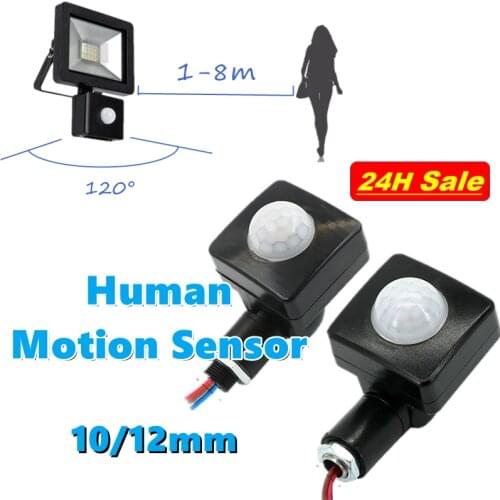 10-12mm Outdoor Motion Sensor Mini Hunman boddy Infrared Ultra-thin Body IR Sensor Switch LED Flood light Adjustable PIR Motion
