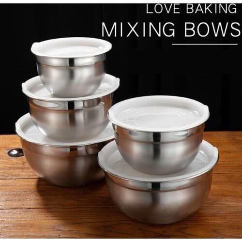 Thicken Stainless Steel Mixing Bowl + Lid Set for Beat Eggs Knead Dough Soup Bowl