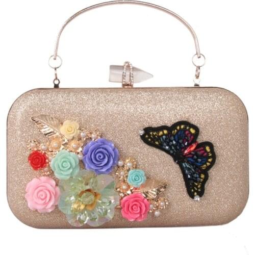 DAIWEI Women Evening Bag leatherette Wedding Event/Party/dinner Formal Flower Pearl Detailing Bead Floral Petals New Design Bags