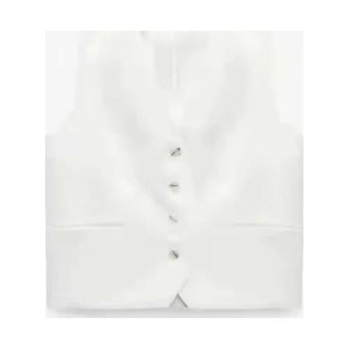 Za V-Neck Retro White Casual Vest Cardigan Sleeveless OutwearWomen Spring Autumn Self Cultivation Casual Fashion