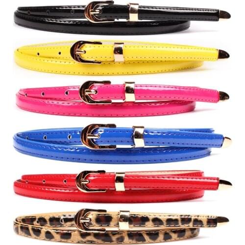 Women Golden Metal Pin Buckle PU Leather Belt Ladies 0.5Skinny Belts BLTYN0087