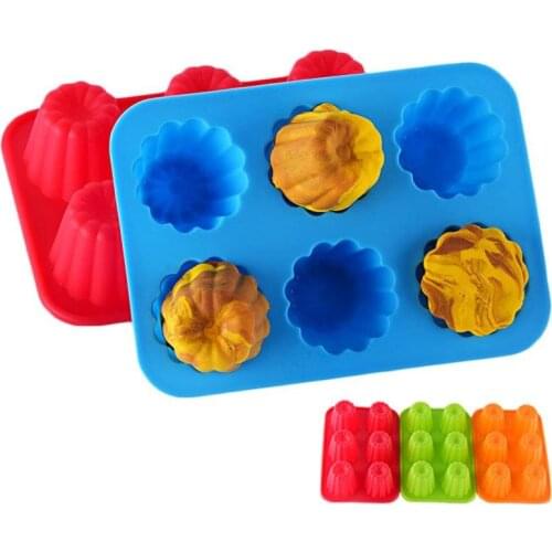 1pcs 6 Holes Silicone Cake Mold Fondant Chocolate Mold Handmade Soap Mould Mini Muffin Pan DIY Kitchen Bakeware Accessories