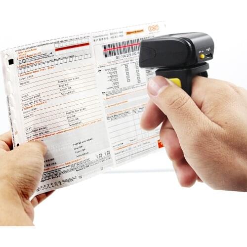 1D 2D Laser Mini Wireless Bleutooth Ring Barcode Scanner,2.4G Wireless QR,PDF417 Portable Bar code Reader with 16M Storage Space