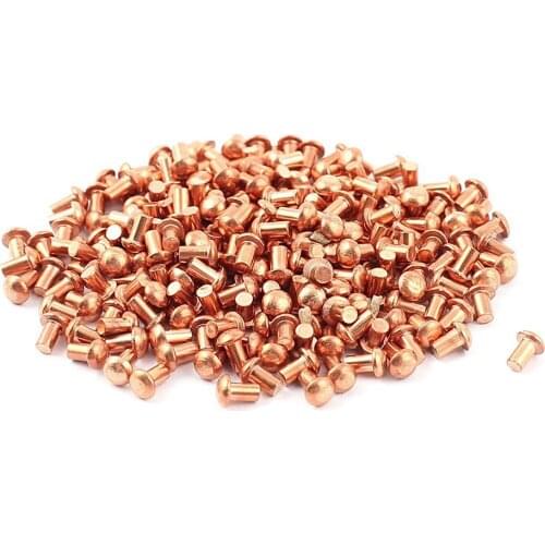 200 Pcs 5/64 x 1/8 inch Round Head Copper Solid Rivets Fasteners