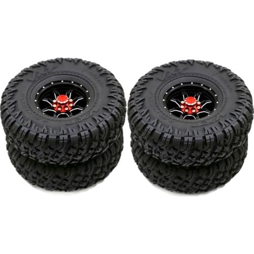 4PCS Metal 1.9 Beadlock Wheel Rim Tires Set for 1/10 RC Crawler Car Axial SCX10 90046 Traxxas TRX-4 Redcat GEN 8