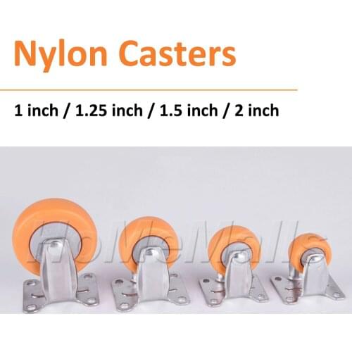 2/4/8pcs 1/1.25/1.5/2inch Fixed Direction Caster Nylon Material Wheels Silent Useful Furniture Casters For Workbench or Trolley