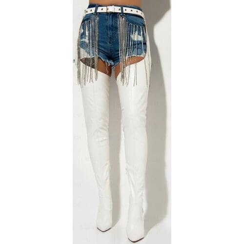 BERZIMER Women Thigh High Boots Chap Boots Waist Belt Faux Leather Stiletto Heels Over Knee Boots Shoes Ladies Size 38 44 45 47