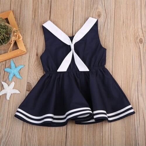 Free shipping Toddler Baby Kids Girls Summer Fashion Dress Sleeveless Sailor Costume Skirts