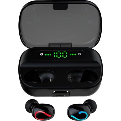 SOONHUA Wireless BT5.0 In-Ear Earbuds TWS Sports Stereo Earphone Dual Channel Waterproof 2600mAh Charging Case With USB Port