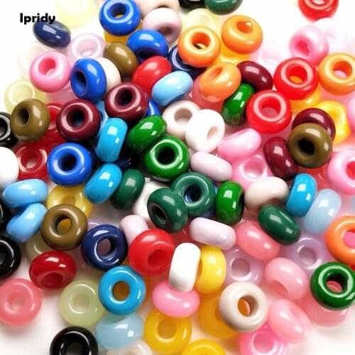 20pcs/lot 14mm Mixed Large Hole Resin Beads,No Core European Bead fit Diy Charms Bracelets