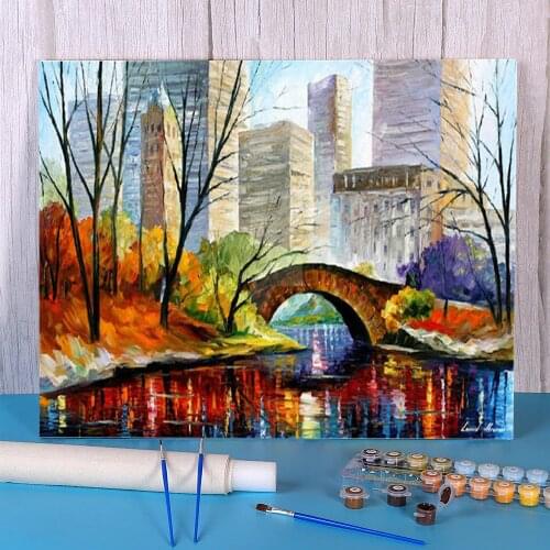 Central Park - New York City DIY Paint By Numbers Kit Acrylic Paints 40*50 Canvas Painting Decorative Paintings Kids Drawing