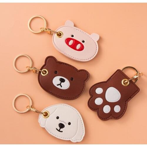 High Quality Poodle Card Holders With Keychain Kawaii Bear Cartoon Plastic ID Protection Cover Couple Gift IC Elevator Bus Card