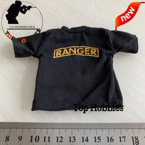 1/6 Scale Action & Toy Figures Clothes Accessories Soldier Black Short-sleeved T-shirt Male Vest Model For 12” Body Doll Figure