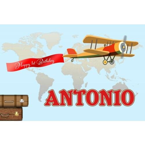 Custom Time Flies Plane Trunk World Map Birthday backgrounds High quality Computer print party photo backdrop