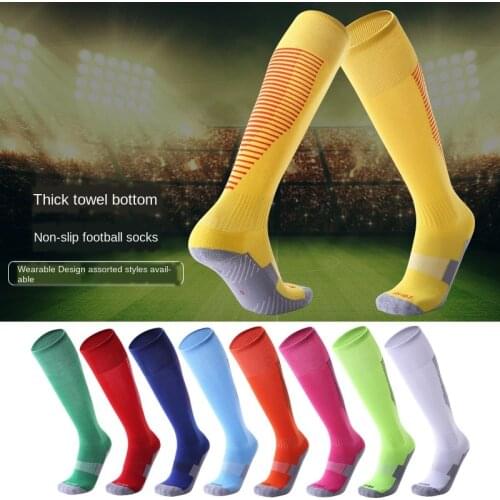 Soccer Knee High Socks For Kids Men Anti Slip Football Socks Compression Tube Elastic Welt Towel Bottom With Grips Outdoor Sport