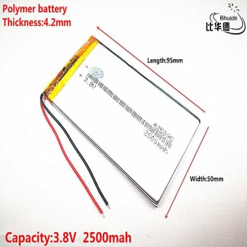 Good Qulity 3.7V,2500mAH 425095 Polymer lithium ion / Li-ion battery for tablet pc BANK,GPS,mp3,mp4