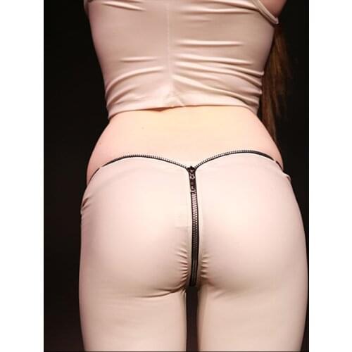 Glazed Leather Latex Shiny Zip Low Waist Pantyhose Women Sexy Capris S-XXL Oversize Moto Biker Trousers Club Stage Shiny Legging