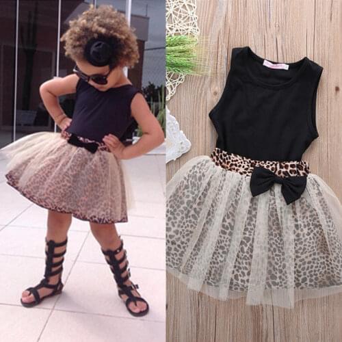 Toddler Kids Baby Girls Summer Dress Children Clothing Set Suit Sleeveless Tops and Long Leopard Print Skirt Outfits