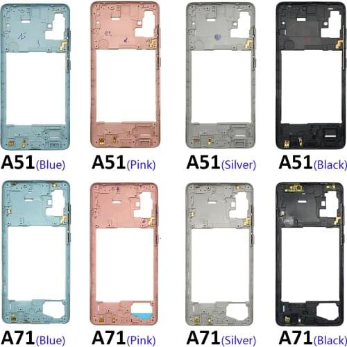 Housing Middle Frame Case Middle Bezel Plate Replacement Parts For Samsung Galaxy A51 A71 With Side Key Buttons