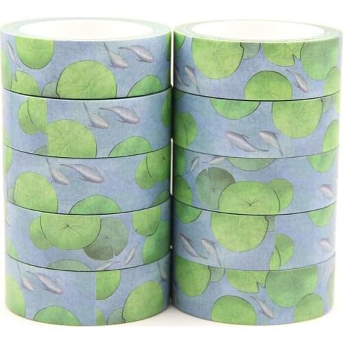 10PCS/lot 15MM*10M Solar Term Summer Solstice Lotus washi tape Masking Tapes Decorative Stickers DIY Stationery School Supply