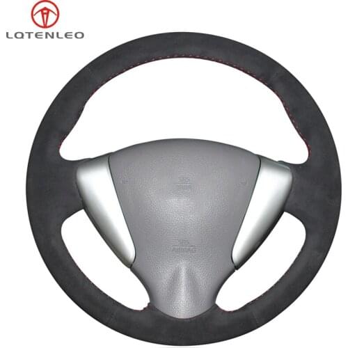 LQTENLEO Black Suede Car Steering Wheel Cover For Nissan Tiida Sylphy 2011-2015 Versa 2014-2019 NV200 Sentra Livina 2013-2015