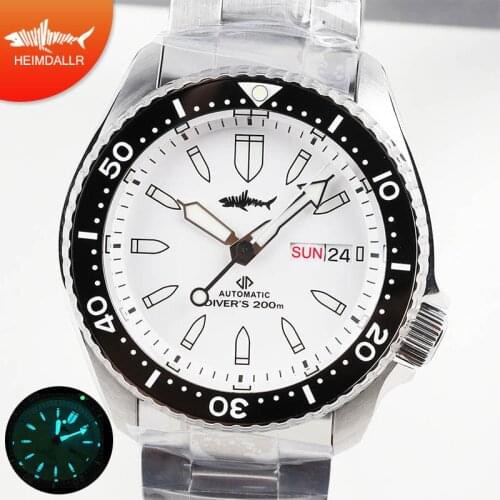 HEIMDALLR Men Automatic Watch Sharkey SKX007 Mechanical Watches Sapphire Crystal NH36A 200M Watcherproof Diver Watch