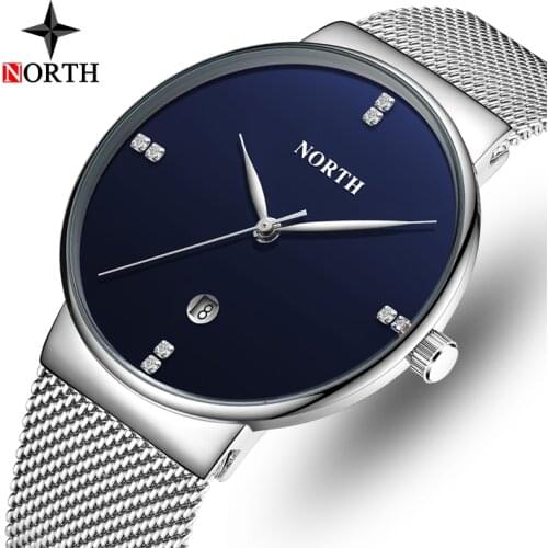 NORTH Watch Men Luxury Brand Fashion Business Quartz Watches Simple Steel Mesh Waterproof Casual Men Watches Relogio Masculino