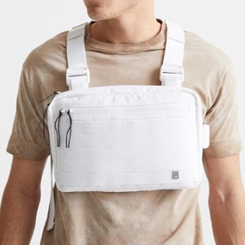 Streetwear Chest Bag White For Men Hip-Hop Vest Chest Rig Bags Fashion Tactical Strap Bag Packs Women Square Chest Pack Small
