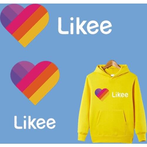 Likee app Logo Patch Iron On Transfers For Clothing White Word Strips Sticker On Clothes Diy T-shirt Hoodies Applique Accessory