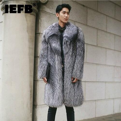 IEFB New Faux Fur Long Coat For Men 2021 Autumn Winter New Mens Imitation Fox Fur High Quality Cardigan Clothes S-6XL Big Size