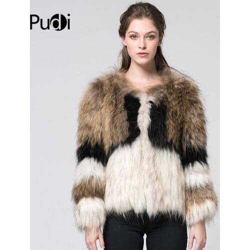 CT7001 New Knitted Raccoon Fur Coat Full Sleeve Raccoon Fur Jacket Multiple Color