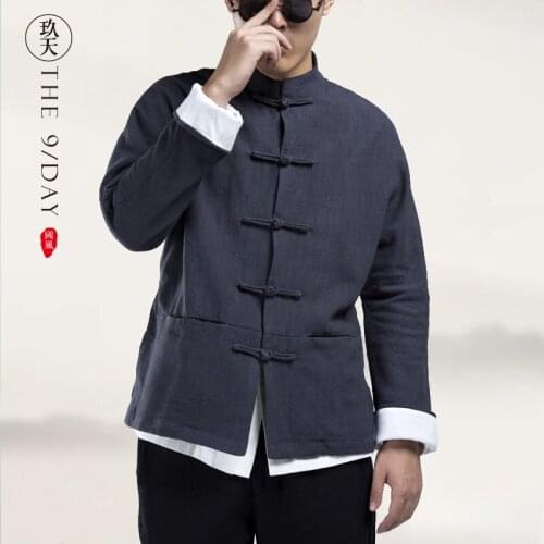 Autumn cotton hemp Tang suit Chinese style jacket Zen suit retro style tea suit long sleeve turnbuckle Han suit jacket