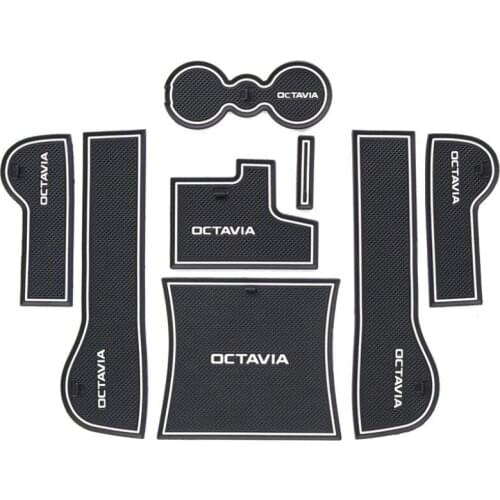 Car Anti-Dirty Pad Door Groove Gate Slot Cup Armrest Storage Pad Anti-Slip Mat For Skoda Octavia 2015 2016 2017