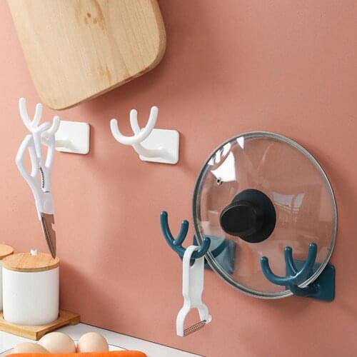 PP 1 Pair Useful Pot Lid Holder Cabinet Organizer Punch Free Pot Lid Shelf Space Saving for Bar