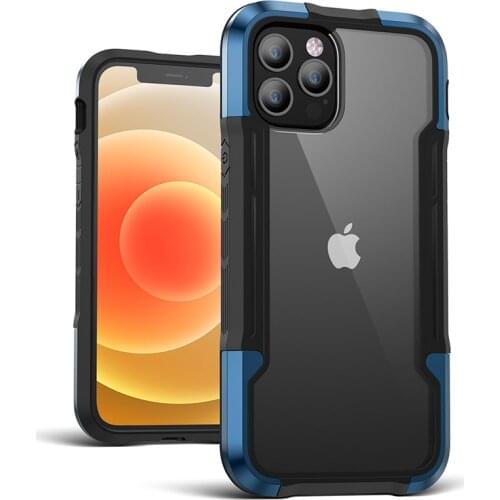 Transparent Case for iPhone 12 Pro Max Quality Metal Frame Luxury Phone Clear Back Cover for iPhone 12 Mini Drop Protections