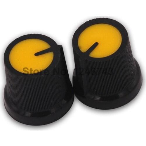 10PCS WH148 knob Plastic Potentiometers Knob for Single Double Potentiometers Switch Cap 14.5X15mm Handle 6MM AG3 Yellow