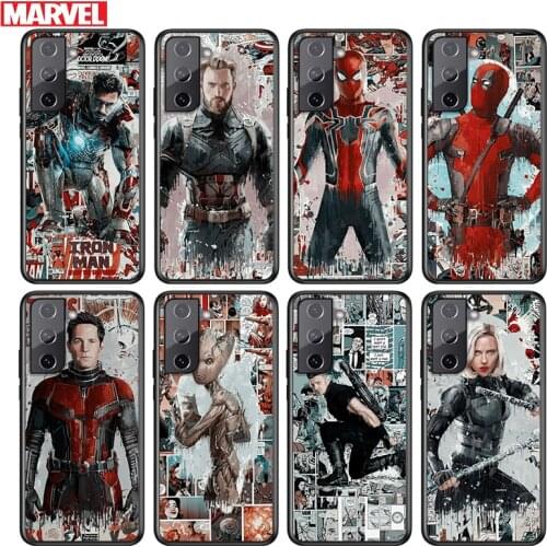 Marvel Avengers superhero For Samsung Galaxy S21 S20 FE S10e S10 S9 S8 S7 S6 Ultra Plus Lite 5G Edge Black Soft Phone Case