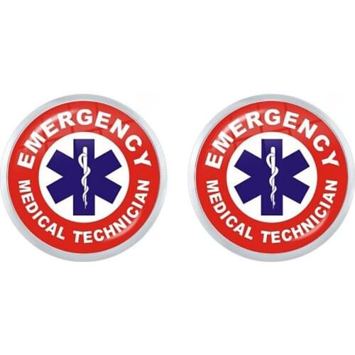 EMT Medical Symbol Stud Earrings Emergency Medical Technician Quote LOGO Glass Cabochon Earrings Jewelry For Women Girls Gift