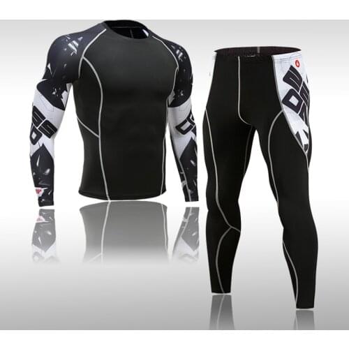 Thermal Underwear Mens Long Underwear Compression Clothing Fitness Shirt Men Running Shirt Training Pants Thermal Underwear
