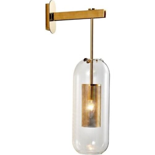 Vacuum plating creative personality wall lamp living room dining room lamp post modern bedroom bedside aisle glass wall lamp