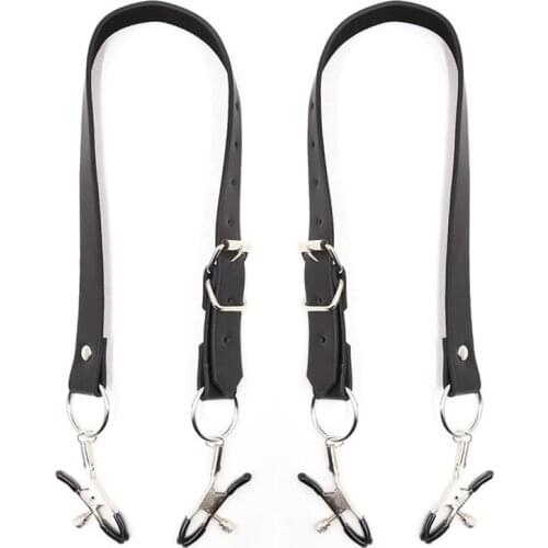 Leather Belt Nipple Clamps Adult Games BDSM Torture Bondage Breast Stimulator Slave Fetish Women Erotic Sex Toys For Couples