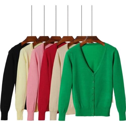 Queechalle 25 Color Autumn Knitted Cardigan Coat Womens V Neck Long Sleeve Casual Sweater Coats Female Clothes S- 4XL Plus Size