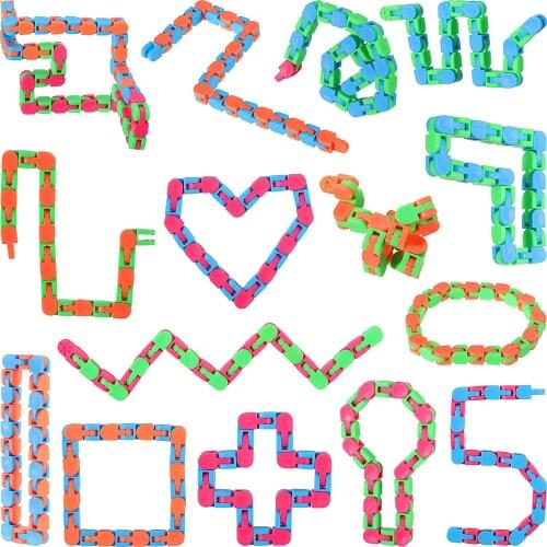 Snake Puzzles Wacky Tracks Snap and Click Fidget Toys for Sensory Kids Assorted Colors Keeps Fingers Busy and Minds Focused