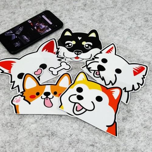 1PCS Cute Pet Dog Schnauzer Husky Pomerania Corgi Cartoon Stickers Car Styling Vinyl Auto Motorcycle Stickers
