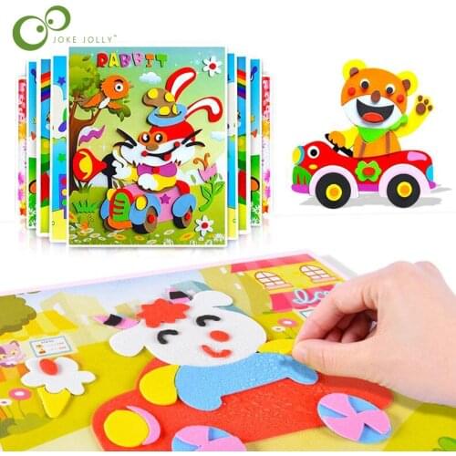 10Pcs/lot 3D EVA Foam Sticker DIY Cartoon Animal Puzzle For Children Kids Multi-patterns Styles Toys for Children Gift GYH
