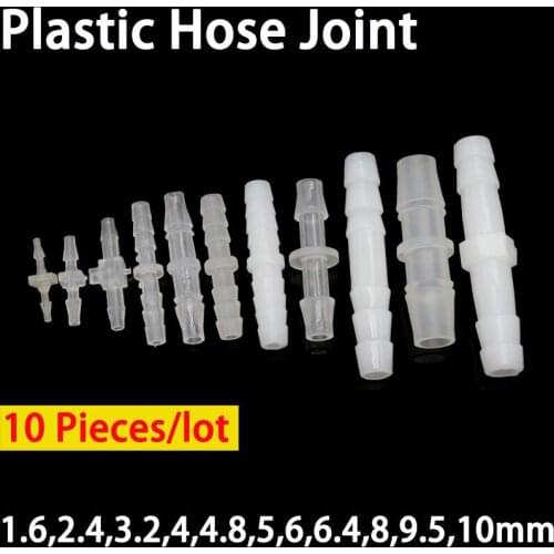 10pcs Pagoda Plastic Hose Joint 1.6 2.4 3.2 4 4.8 5.6 6.4 8 9.5 10 mm Pipe Hose Connector Accessories