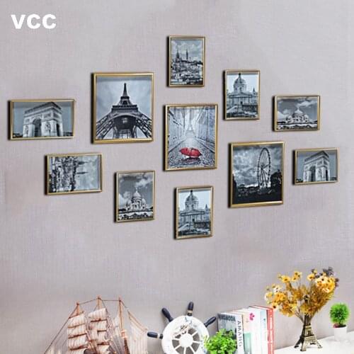 11 Pcs Classic Aluminum Photo Frame For Wall Hanging Posters Frames Wedding Couple Recommendation Metal Picture Frame For Wall