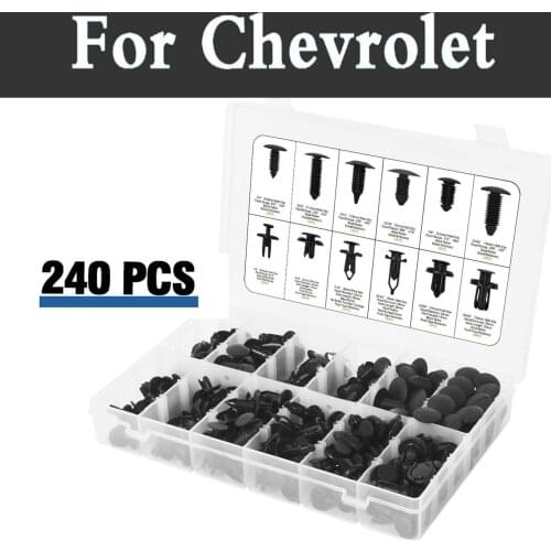 240pcs Assortment Auto Styling Clips Push Retainers Set In Case Fit For Chevrolet Ss Suburban Tahoe Tracker Traverse Viva Volt